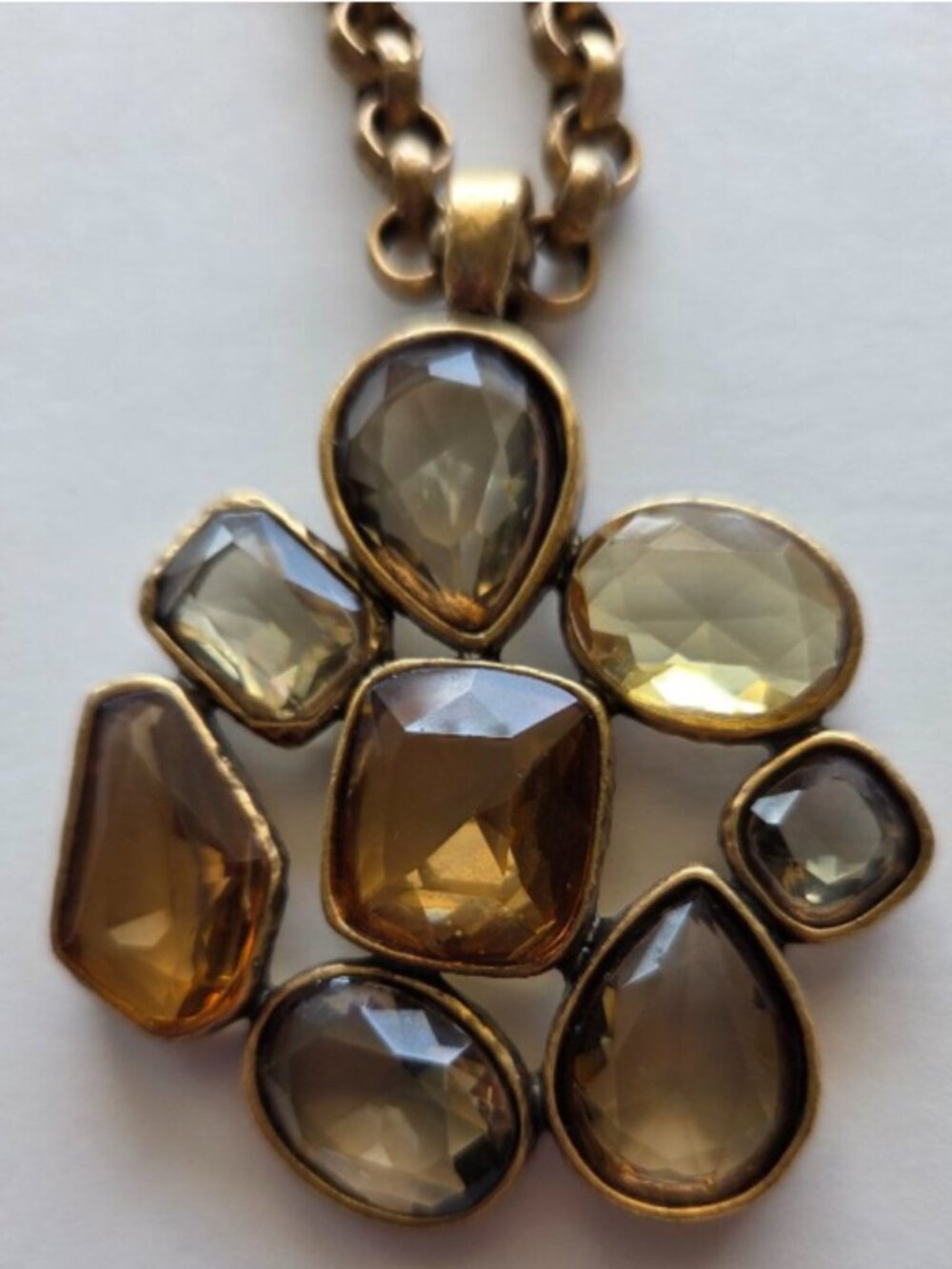 Chico's Smoky & Amber Stone Statement Necklace